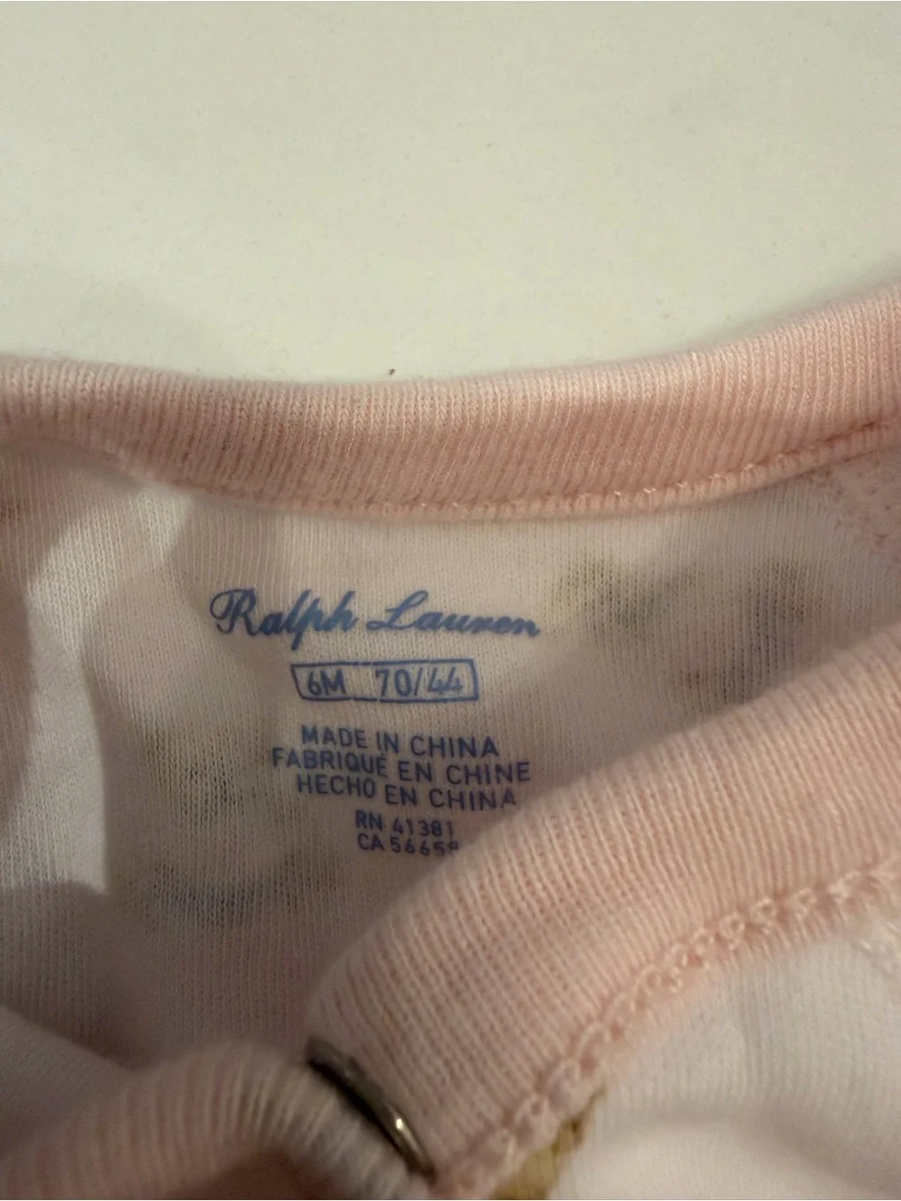 Ralph Lauren Baby Girl One Piece Footie Pajama Bear Pink Size 6 Months